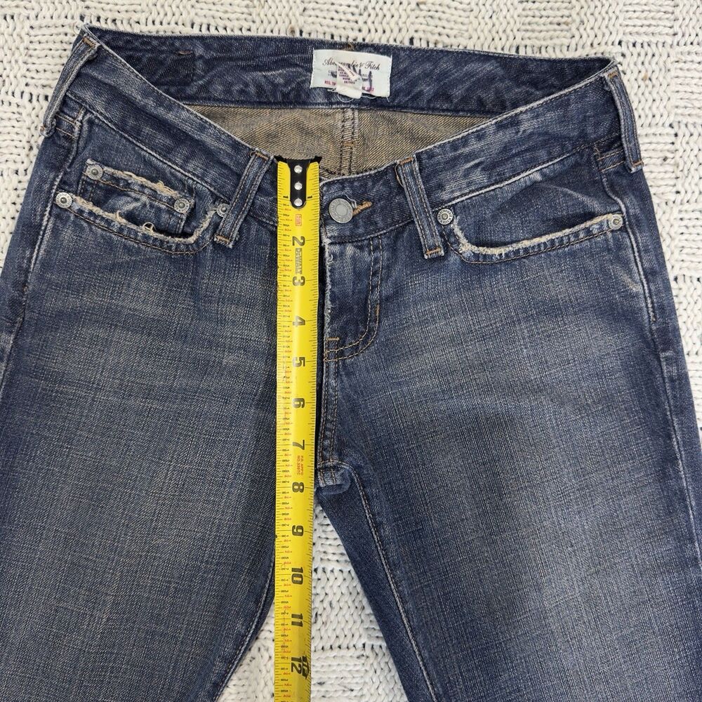 VTG Y2K Abercrombie & Fitch Womens 0S Low Rise Bootcut Jeans Distressed Cotton - Picture 10 of 12